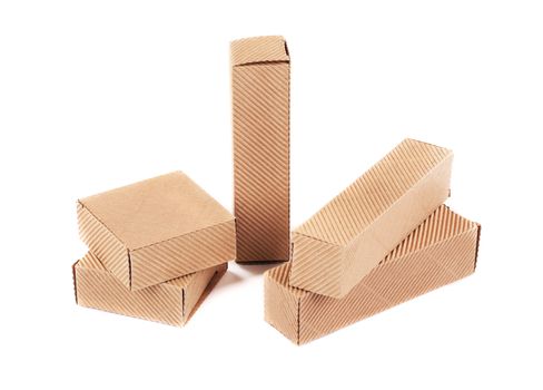 Small corrugated boxes. Isolated on a white background.