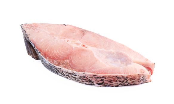 Fresh carp steak.  Isolated on a white background.