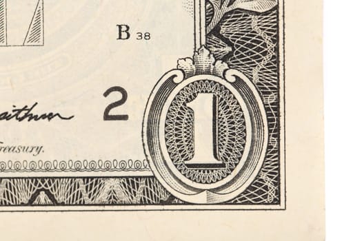 One dollar. Isolated on a white background.