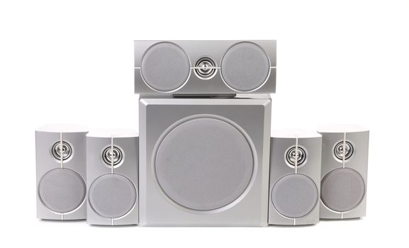 Audio surround system. Isolated on a white background.