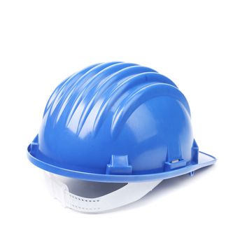 Blue hard hat. Isolated on a white background.