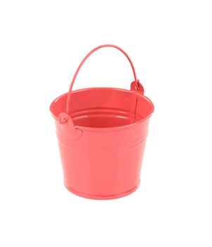 Pink metal bucket. Isolated on a white background.