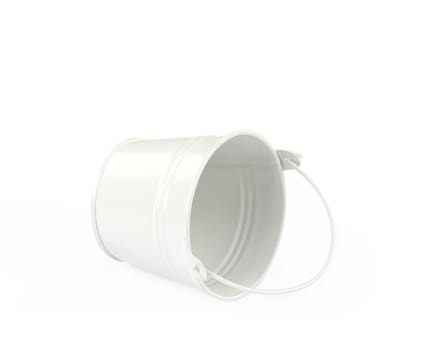 White metal bucket. Isolated on a white background.