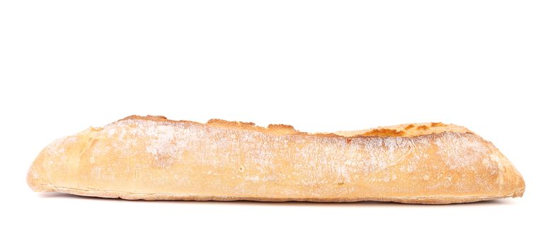 Crispy french baguette. Isolated on a white background.