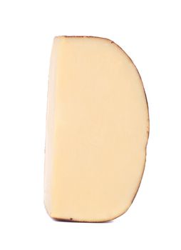 Soft cheese without holes. Isolated on a white background.