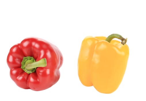 Sweet red and yellow pepper. Isolated on a white background.