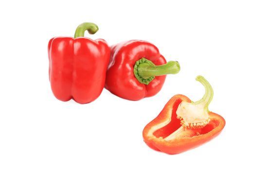 Sweet red peppers. Isolated on a white background.