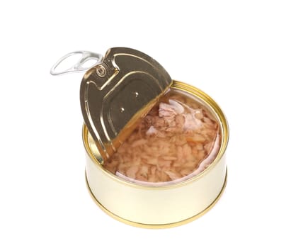 Canned tuna. Isolated on a white background.