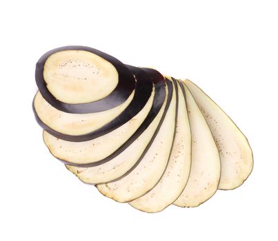 Sliced eggplant. Isolated on a white background.