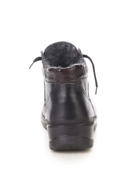 Back side of leather boot. Isolated on a white background.
