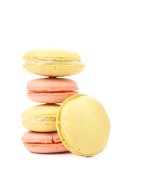 Colorful macaroon cakes. Isolated on a white background.