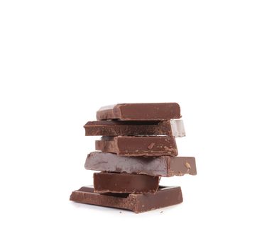Stack of chocolate bars broken.