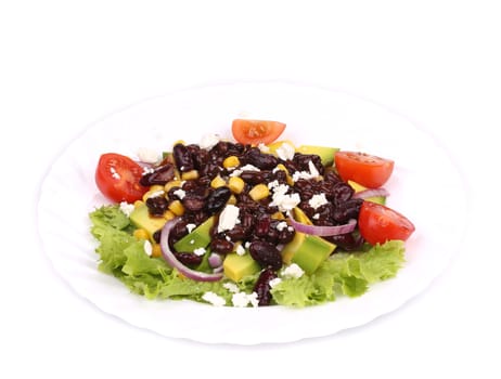 Beans salad. Isolated on a white background.