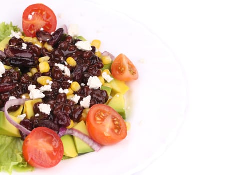 Beans salad. Isolated on a white background.