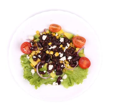 Beans salad. Isolated on a white background.