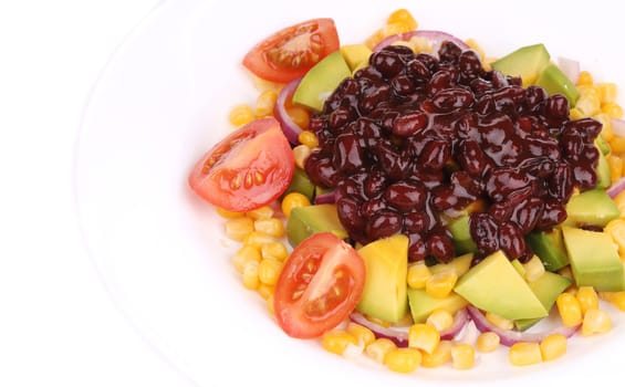 Beans salad. Isolated on a white background.