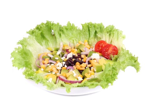 Beans salad. Isolated on a white background.