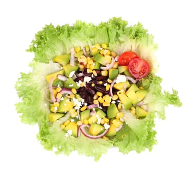Beans salad. Isolated on a white background.