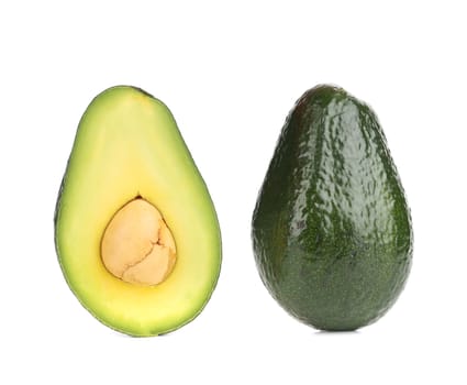 Avocado halves. Isolated on a white background.