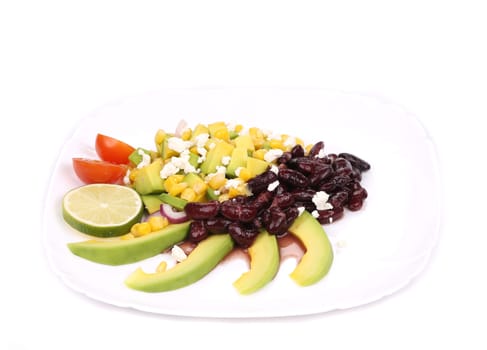 Beans salad. Isolated on a white background.