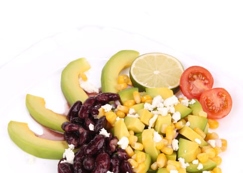 Beans salad. Isolated on a white background.