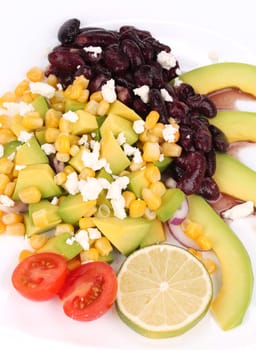 Beans salad. Isolated on a white background.