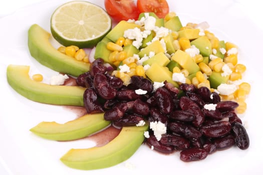 Beans salad. Isolated on a white background.