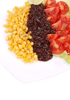 Beans salad. Isolated on a white background.