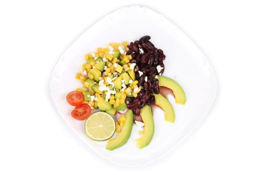 Beans salad.  Isolated on a white background.
