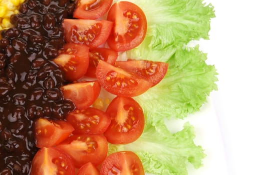 Beans salad.  Isolated on a white background.
