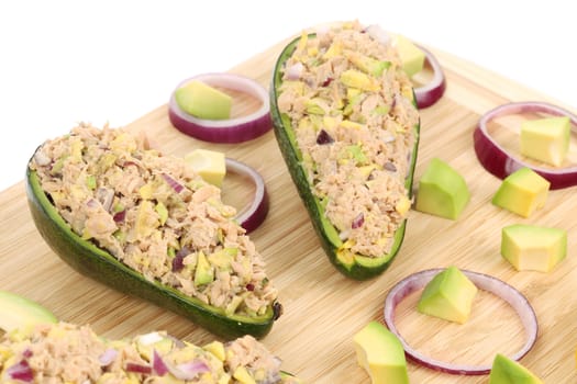 Avocado salad with tuna. To be used as background.