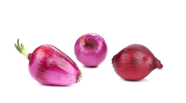 Red onions. Isolated on a white background.