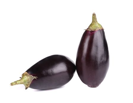Ripe eggplants. Isolated on a white background.