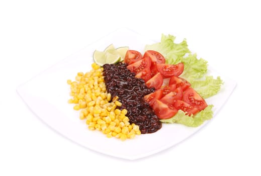 Red beans salad. Isolated on a white background.