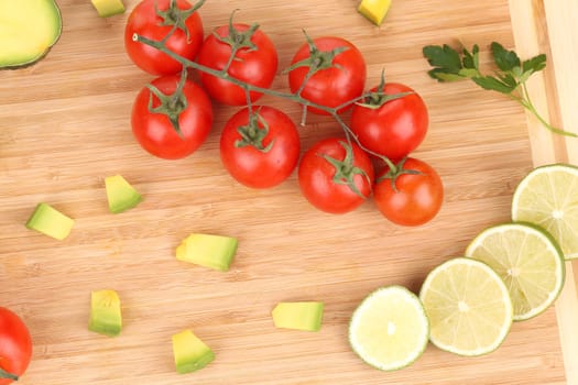 Fresh vegetables on cutting board.