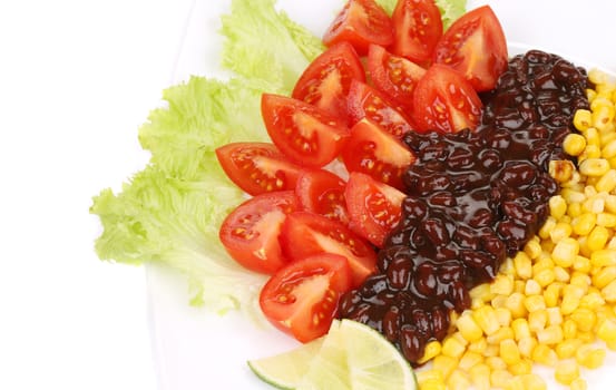 Red beans salad. Isolated on a white background.
