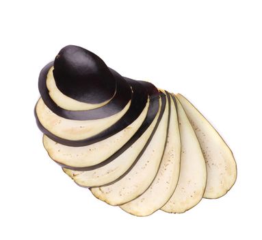 Sliced eggplant. Isolated on a white background.