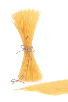 Uncooked italian pasta. Isolated on a white background.