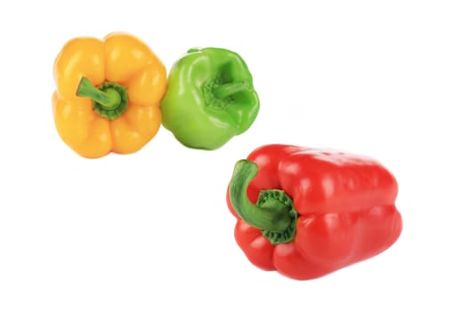 Three beautiful bell peppers. Isolated on a white background.
