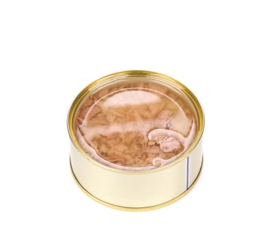 Canned tuna. Isolated on a white background.