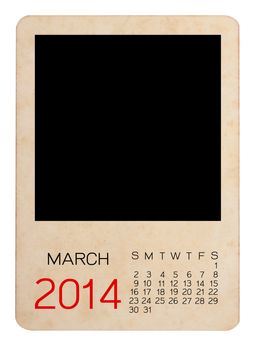 Calendar 2014 on the Empty old photo