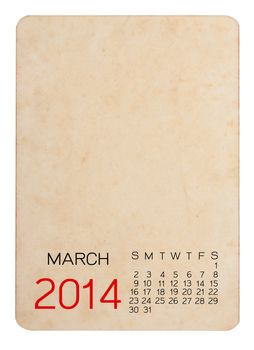 Calendar 2014 on the Empty old photo
