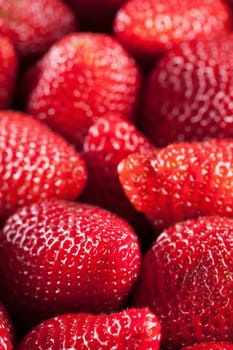 Many strawberries in a strict close up