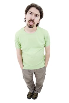 young casual man full body in a white background