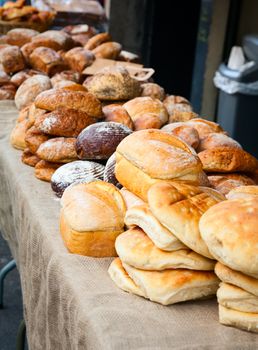 Various bread for sale at a street market