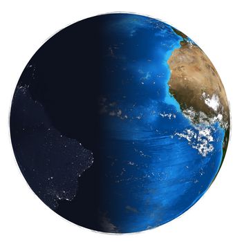 Photorealistic Earth. Day and night. Elements of this image are furnished by NASA