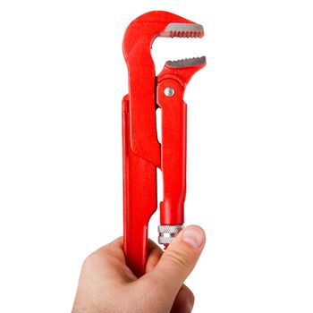 Adjustable pipe wrench, isolated on a white background