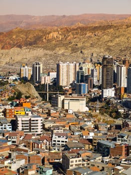 La Paz - capital city of Bolivia located very high at Altiplano plateau