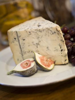 Blue Cheese plate with selective focus
