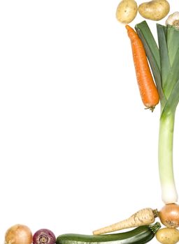 Vegetables as a frame on white background